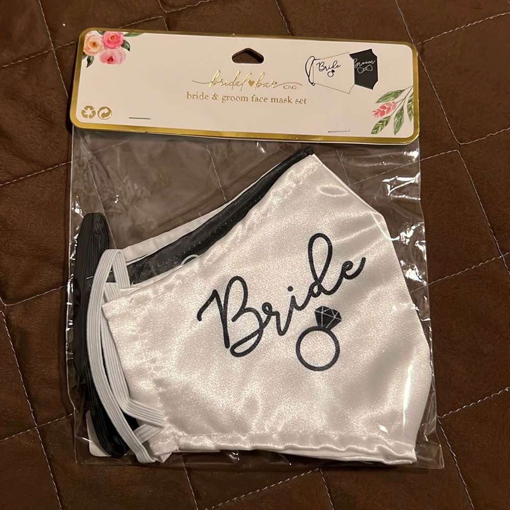 Bride and groom face mask set